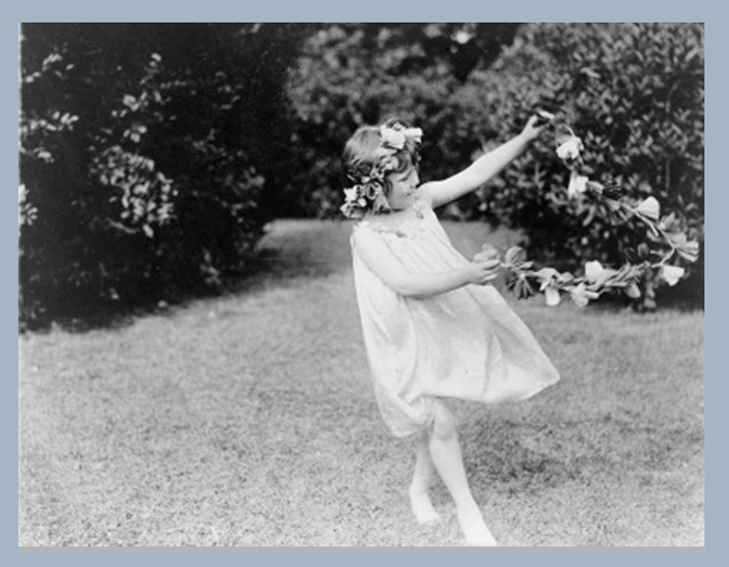 girl with a garland of flowers