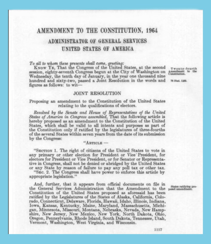 #poll tax #24th Amendment #Constitution #Civil Rights #Voting #Twentieth-fourth Amendment